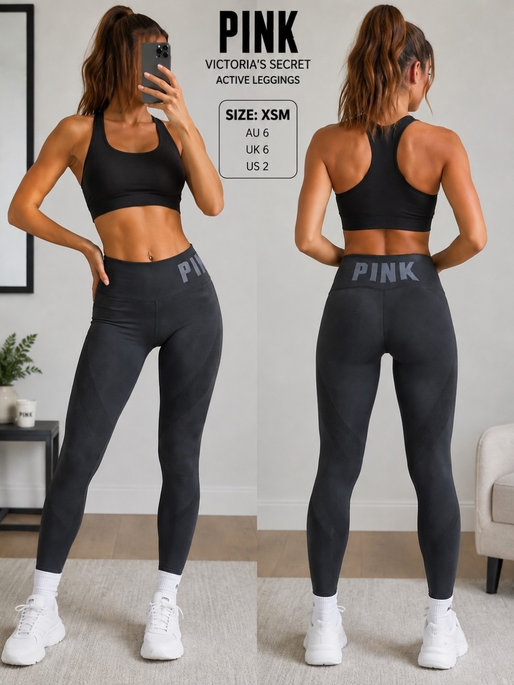 PINK Victoria's Secret Black High-Waist Active Leggings